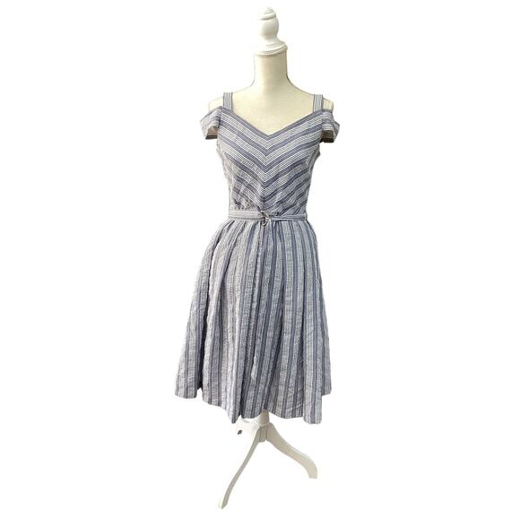 White House Black Market Dresses & Skirts - White House Black Market: White and Blue Dress Size 8